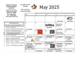 MAY 2025 CALENDAR OF EVENTS